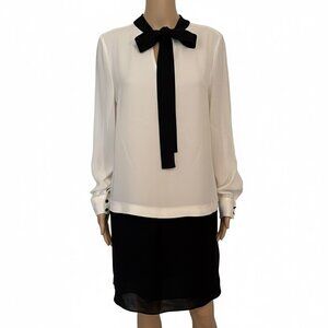 Kate Spade New York ivory black bow tie dress - Size 8